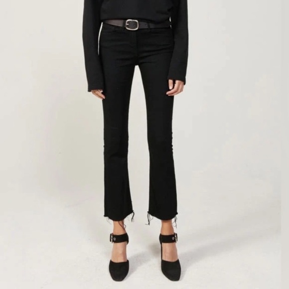 3X1 NYC Crop Baby Boot Mid Rise Frayed Jeans Black Tear Style W25CB0191 Size 26 - Picture 10 of 12